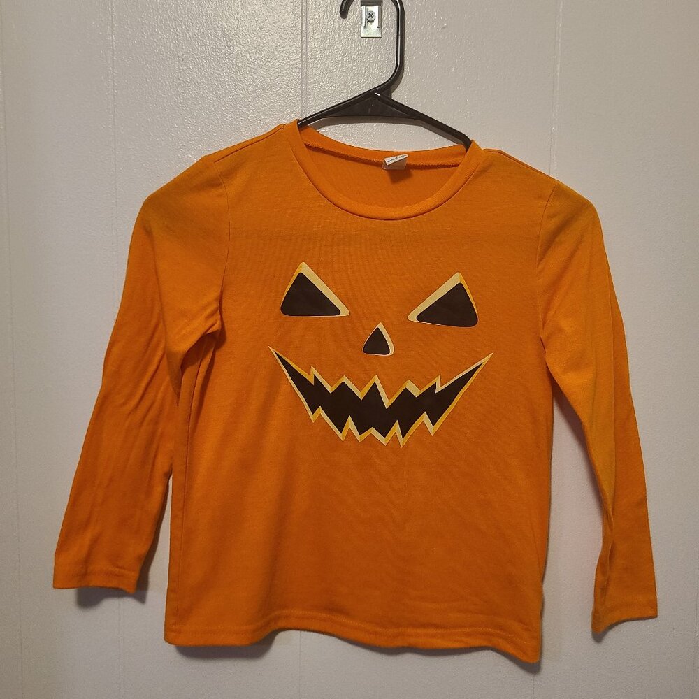 Shein orange pumpkin Halloween shirt size 7Y